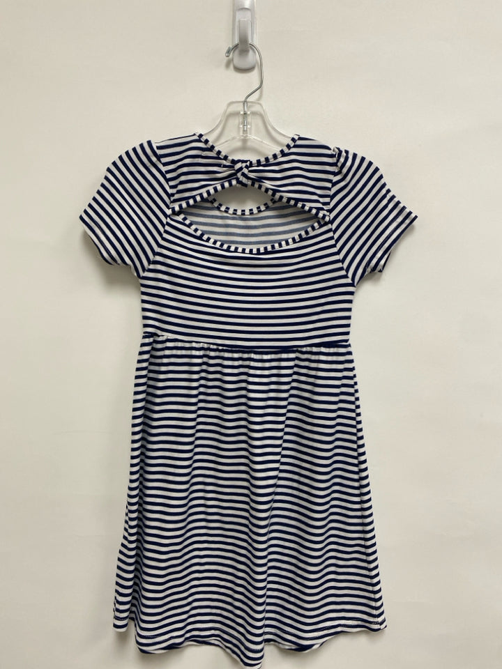 SIZE 7 White Navy Stripe Girl&