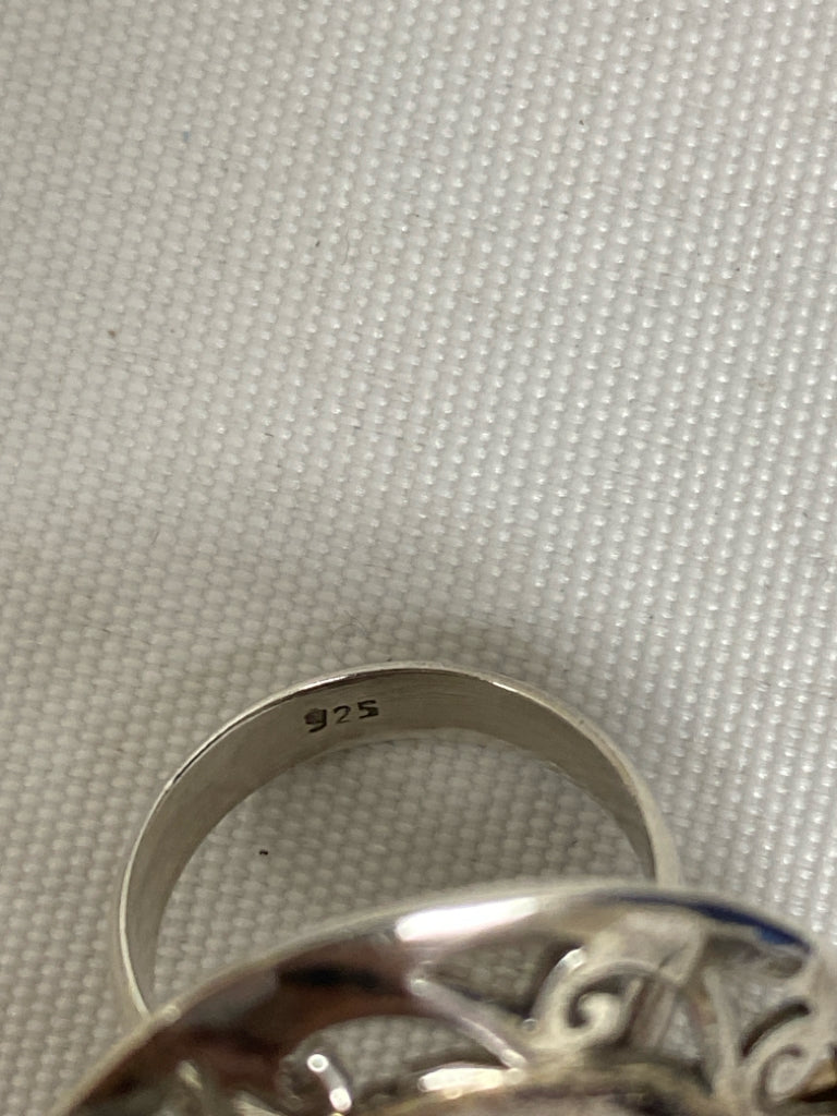 Magenta Silver Swirl Ring