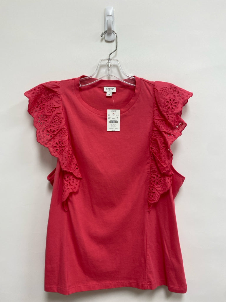NWT J Crew Size L Hot Pink Ruffles Ladies Top
