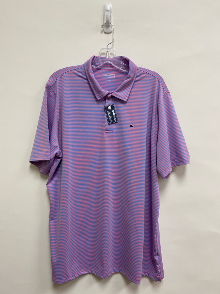 NWT Crown &amp; Ivy Size L Periwinkle Pink Striped Polo Men&