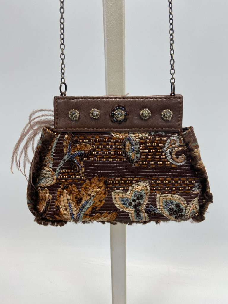 Mary Frances Dark Brown Beaded Handbag