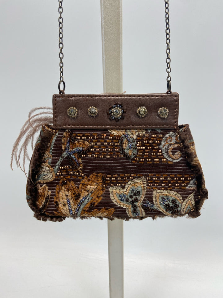 Mary Frances Dark Brown Beaded Handbag