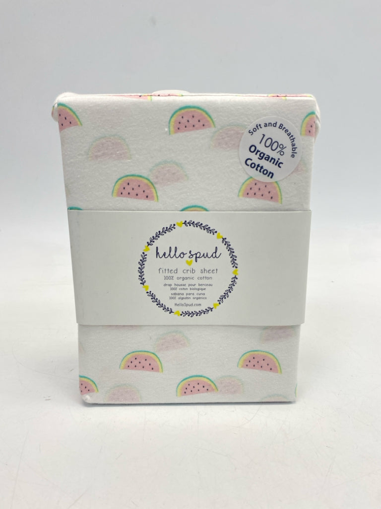 NEW/PKG White Pink Watermelon Crib Bedding