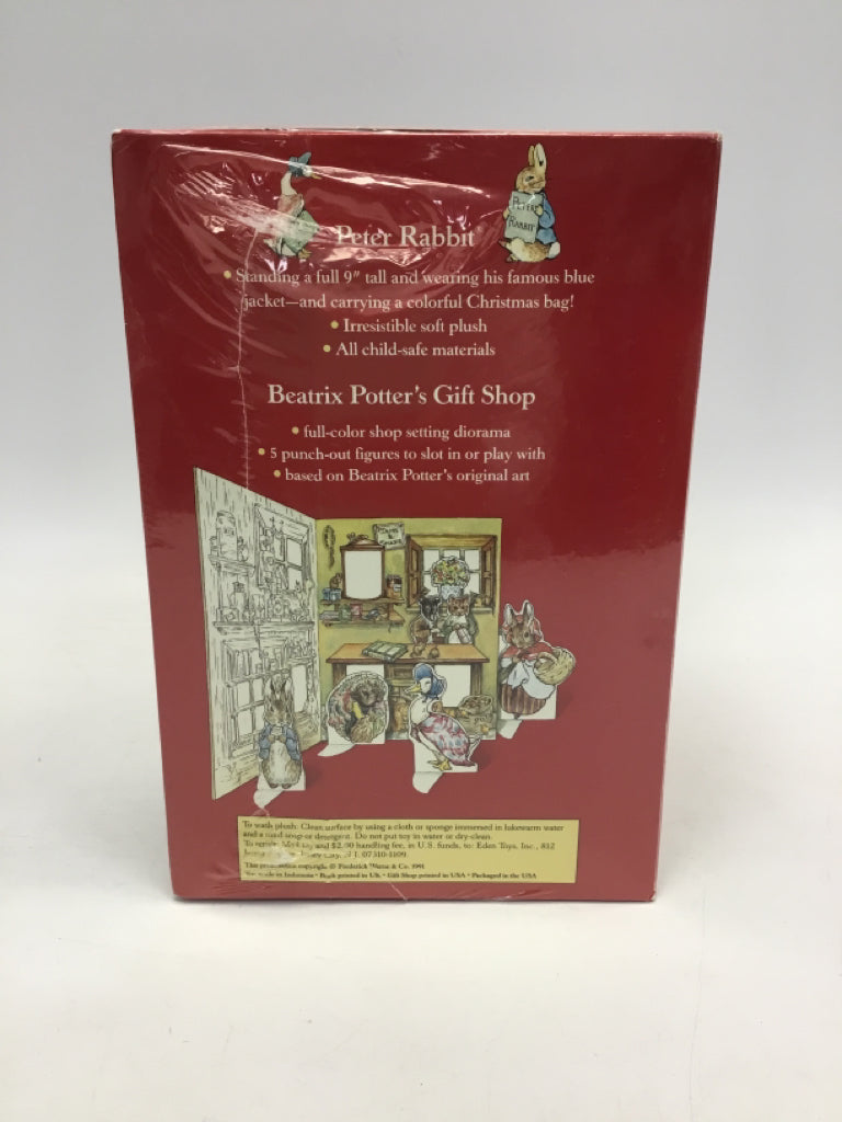 Beatrix Potter Brown Blue/White Christmas Stuffed Animal