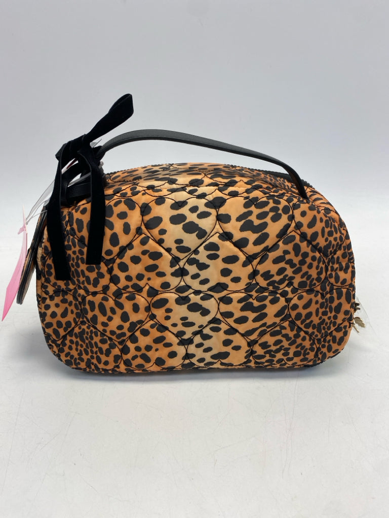 NWT Betsey Johnson Brown Black Animal Print Make-up Bag