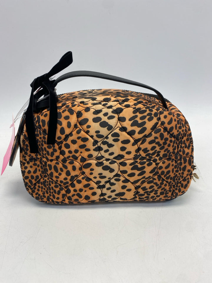 NWT Betsey Johnson Brown Black Animal Print Make-up Bag