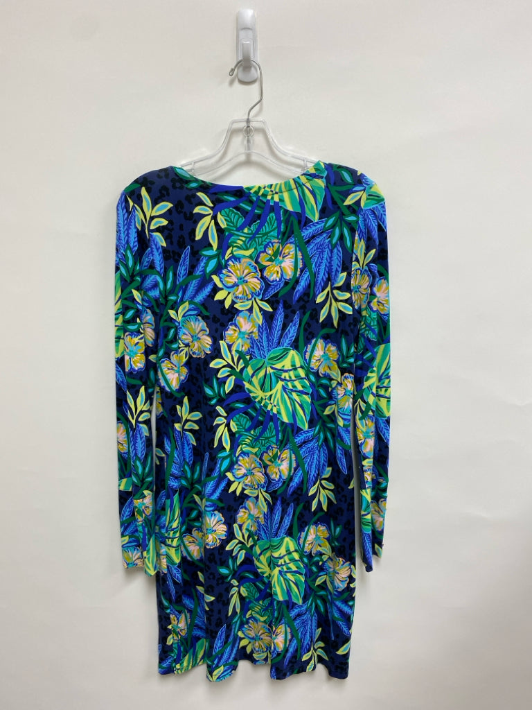 LILLY PULITZER Size M Navy/Green Blue/Pink Tropical Ladies Dress