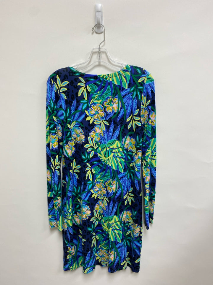 LILLY PULITZER Size M Navy/Green Blue/Pink Tropical Ladies Dress