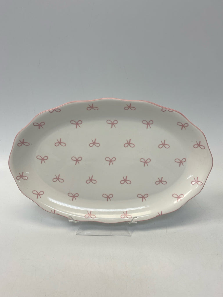 White Pink Bows Serving Piece