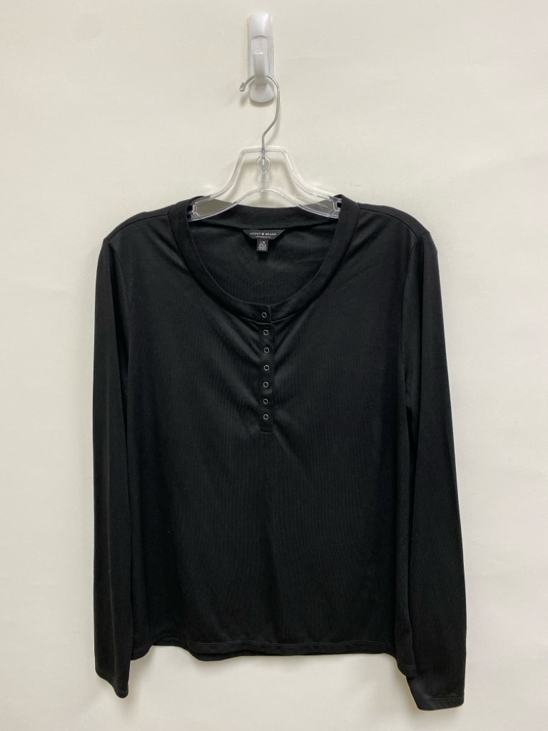 Lucky Brand Size L Black Henley Ladies Top
