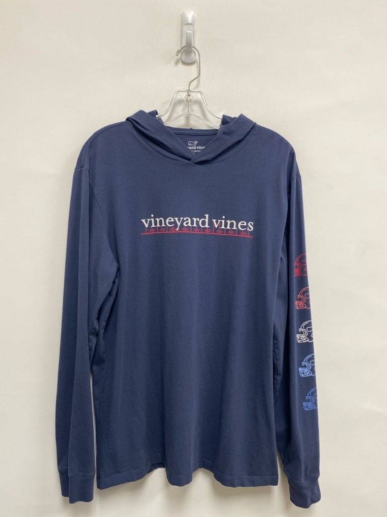 Vineyard Vines Size M Navy White/Red Football Hooded Men&
