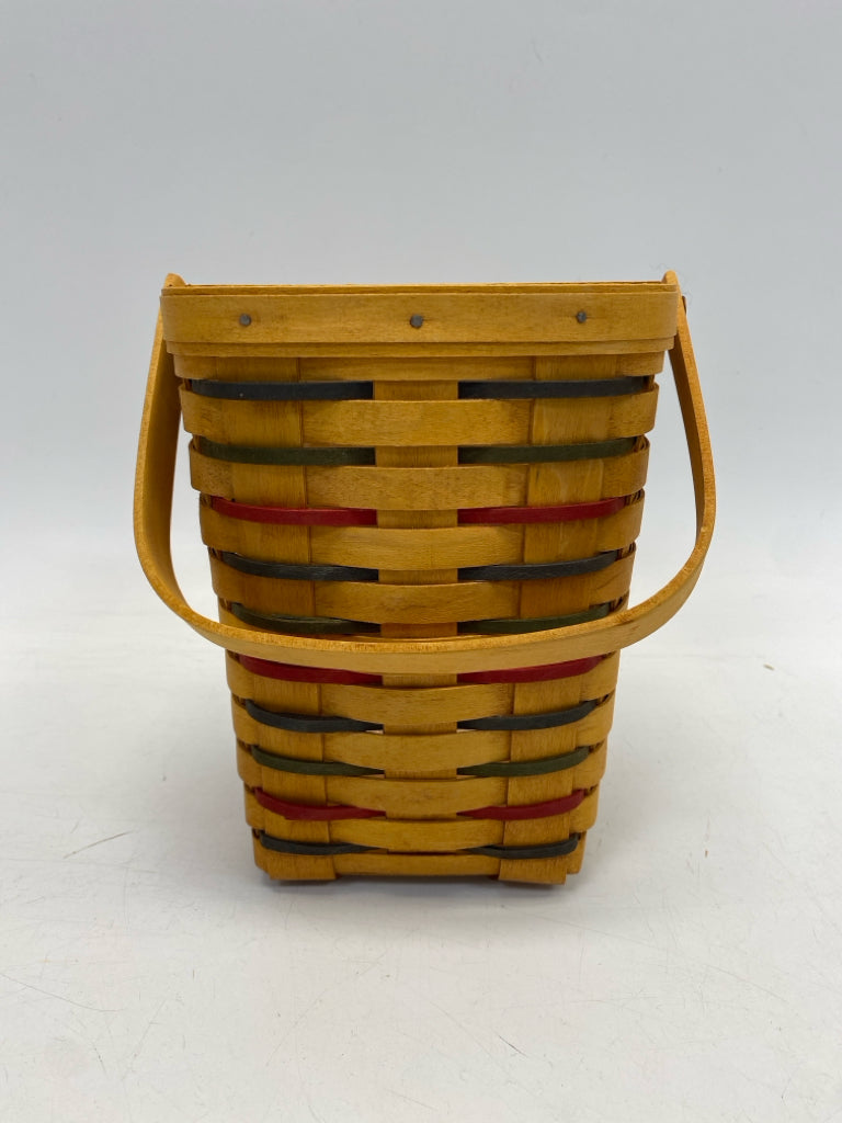 Longaberger Natural Green/Red Woven Basket