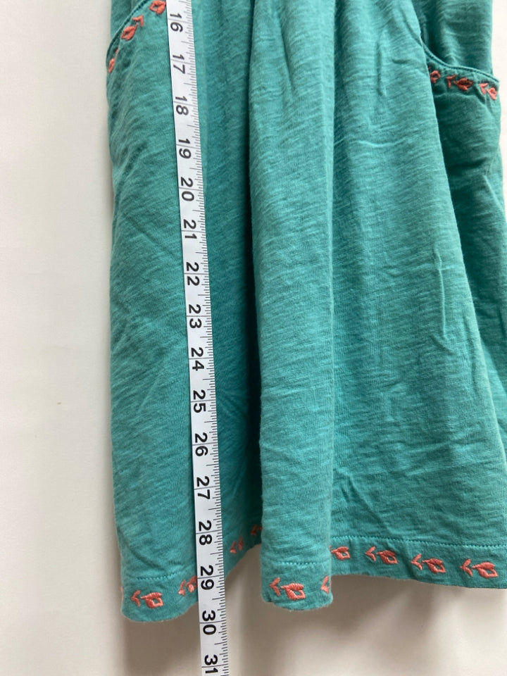 Garnet Hill SIZE L Seafoam Coral Embroidered Sleeveless Girl&
