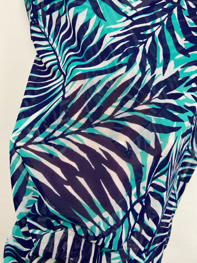 NWT Anne Cole Size S Navy/White Turquoise Leaves Sheer Ladies Coverup