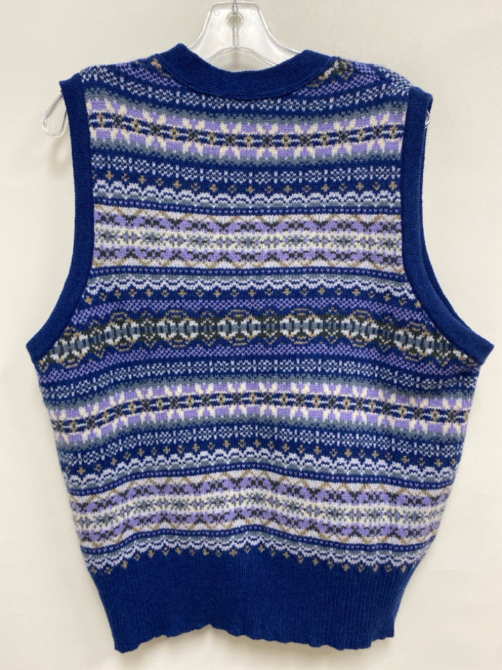 Eribe Scotland Size XL Blue Tan/White Wool Ladies Sweater Vest