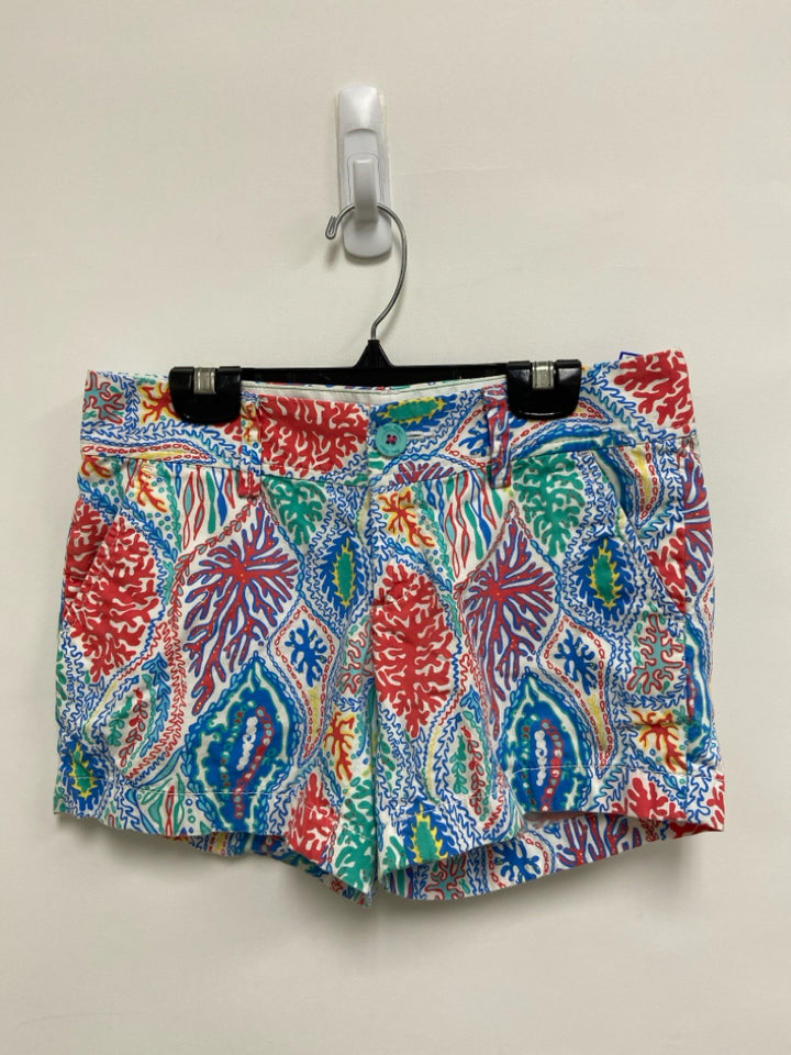 LILLY PULITZER Size 00 Red/Blue Aqua/Yellow Sea Coral Ladies Shorts
