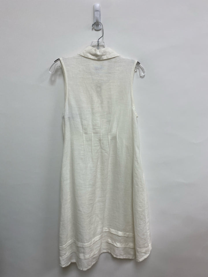 Size S White Pleated Sleeveless Linen Ladies Dress