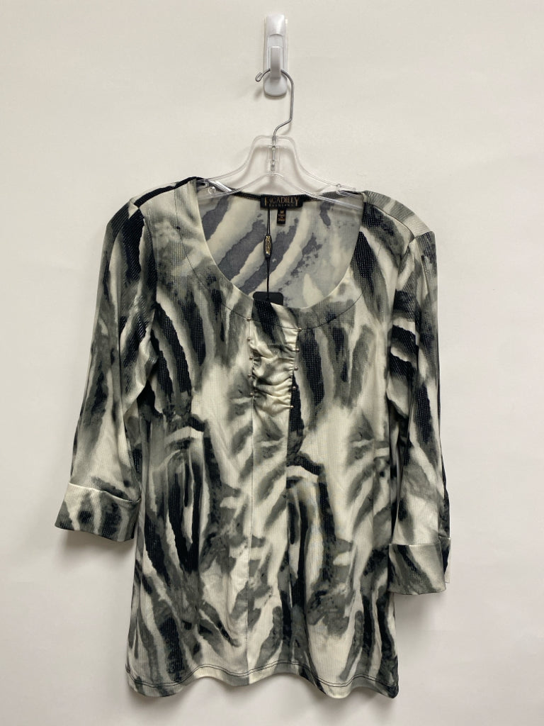 NWT Picadilly Size M Gray White/Black Ladies Top