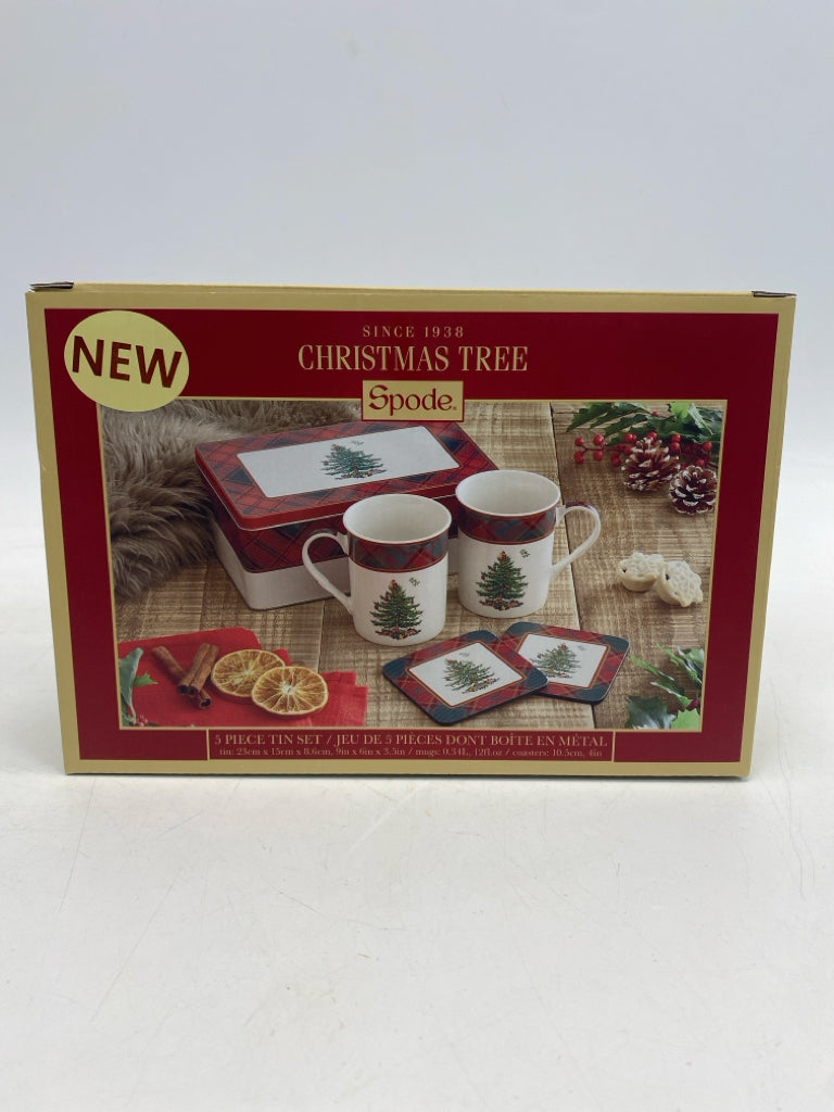 NEW/BOX Spode White Green Trees Christmas