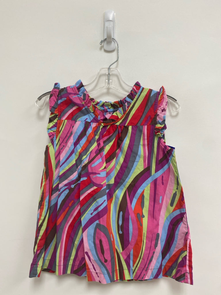 hanna Andersson SIZE 8 Pink Red/Multi Lines Sleeveless Girl&
