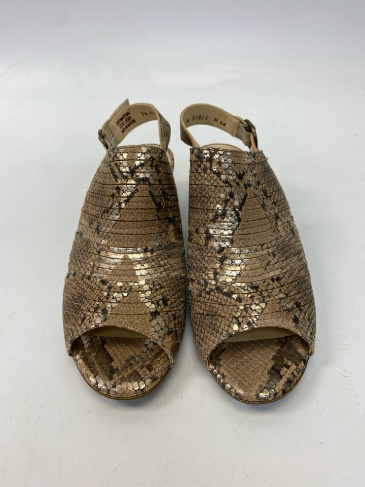 Paul Green  Size 5.5 Brown Black/Gold Snakeprint Sandals