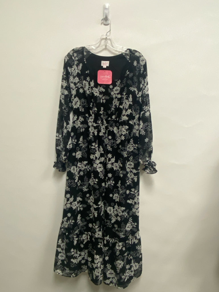 NWT isabel maternity Size M Black White Flowers Maternity Dress