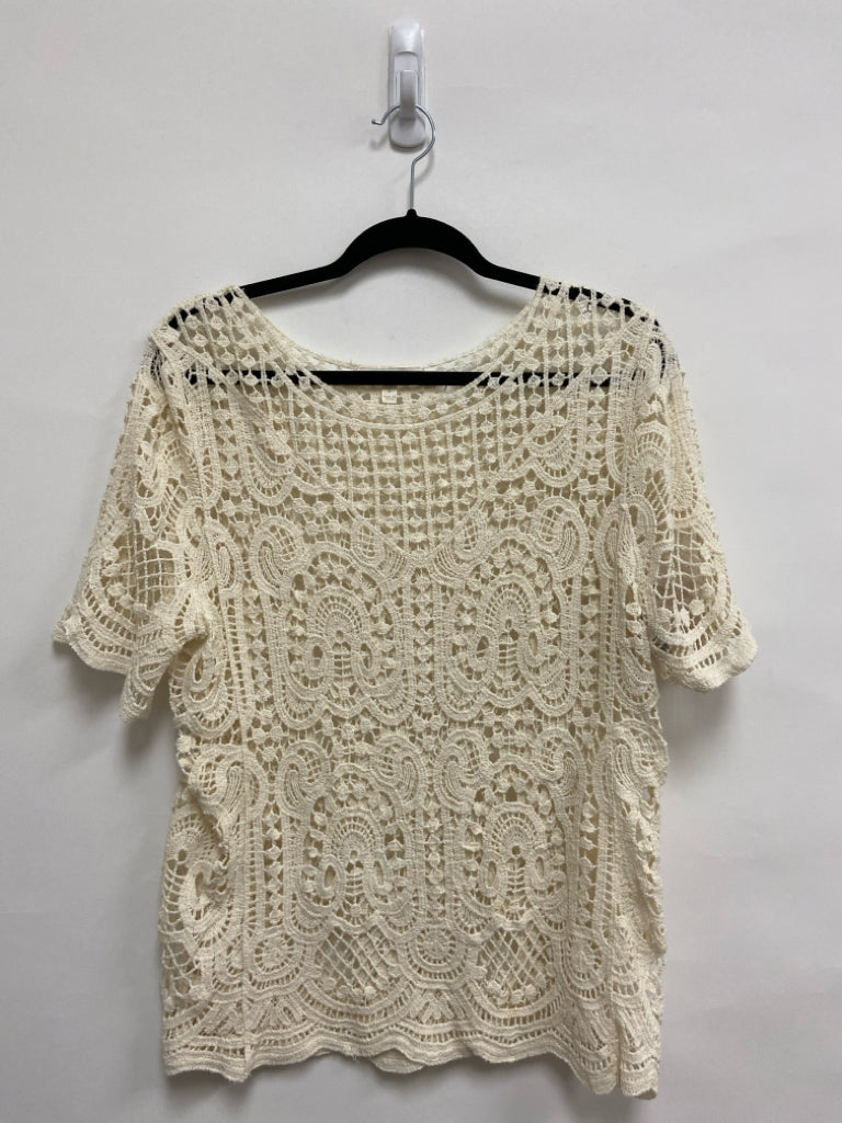 ADIVA Size L Cream Cut-Out Lace Ladies Top