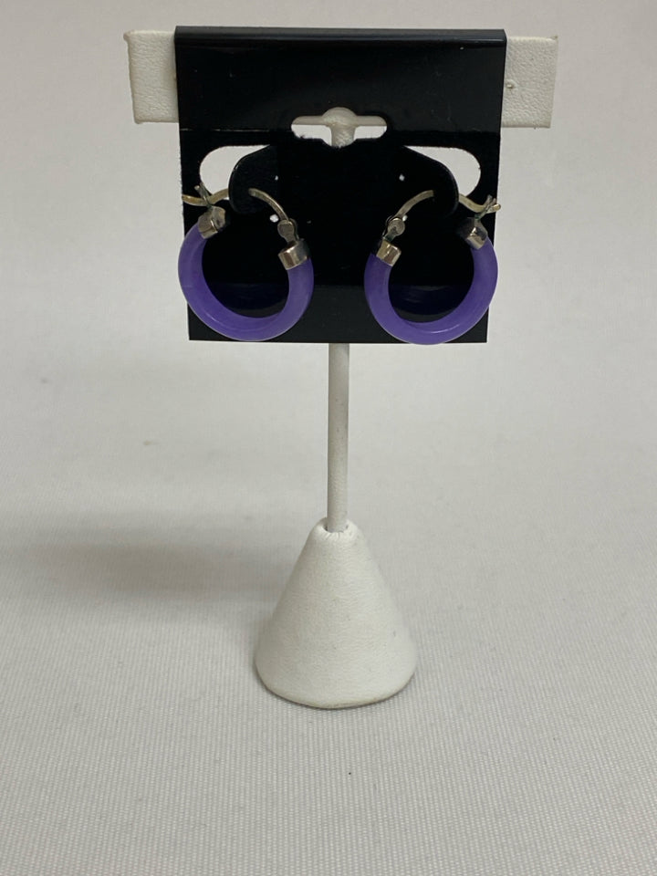 Purple Silver Stones Earrings