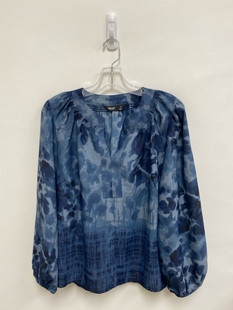 Simply Vera Size LP Navy/Black Watercolors Petite Top