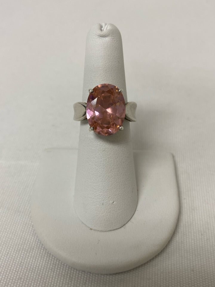 Pink Silver Oval(s) Ring