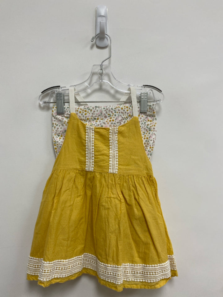 Mizrahi SIZE 4T Yellow White/Green Flowers Girl&