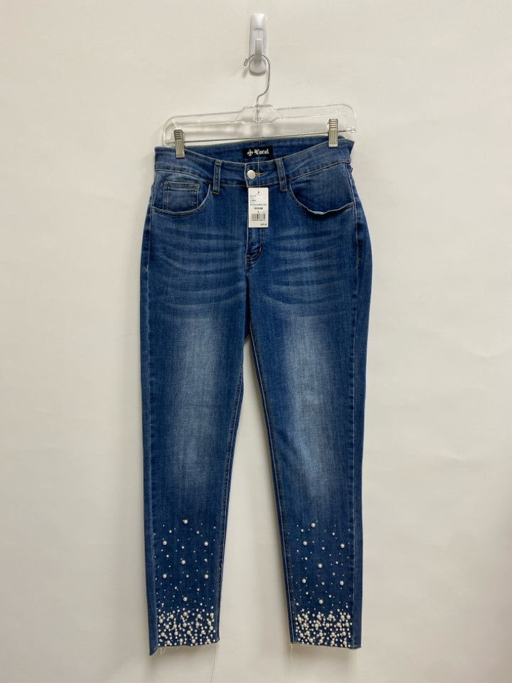 NWT Vocal Size L Blue Denim Pearls Ladies Jeans