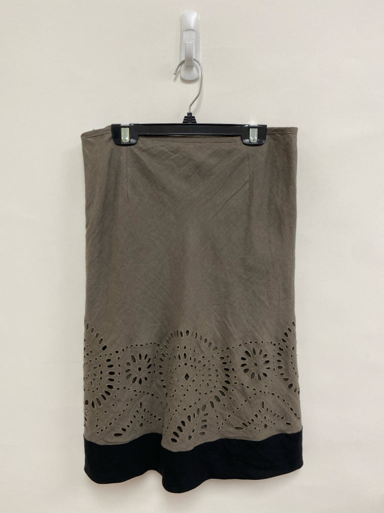 DKNY Size 2 Taupe Black Cut-Out Ladies Skirt