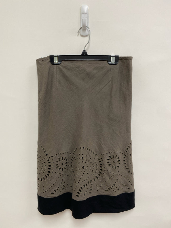 DKNY Size 2 Taupe Black Cut-Out Ladies Skirt