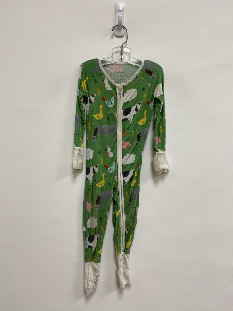 little sleepies SIZE 6-12M Green/Multi Farm Animals Long Sleeve Girl&