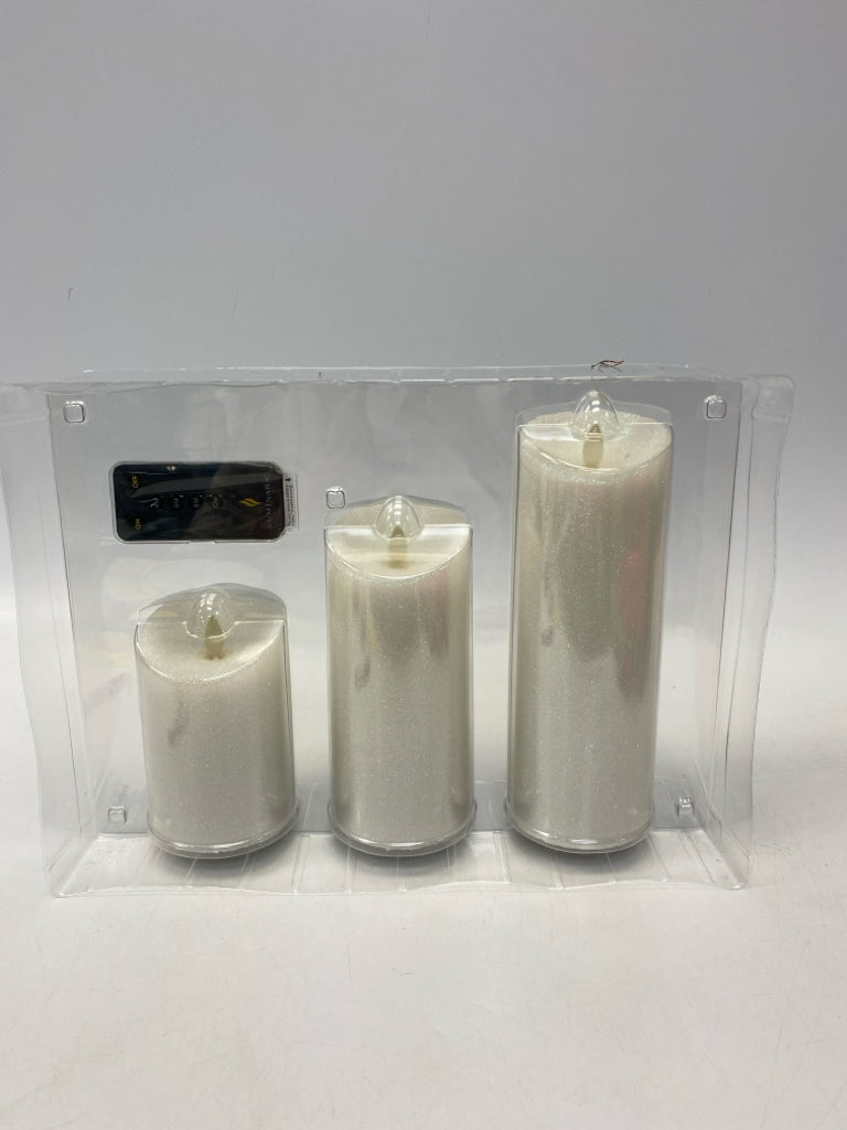 NEW/BOX Luminara White Glitter Candle