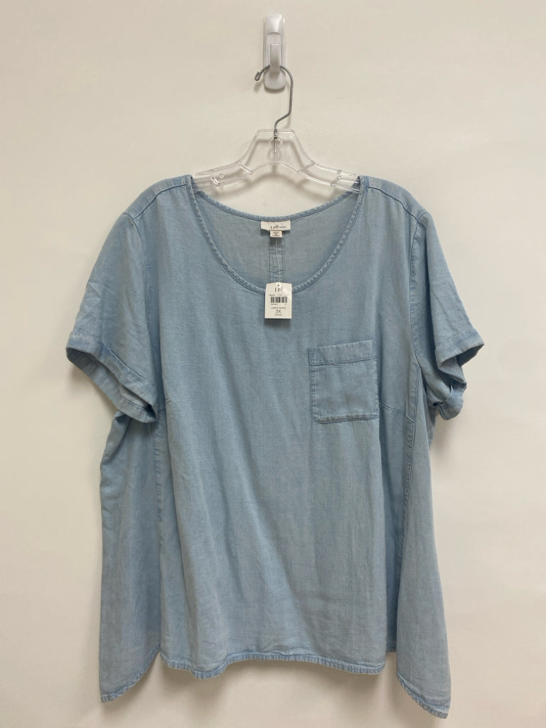 NWT J Jill  SIZE  2X Light Blue Chambray Plus Size Top