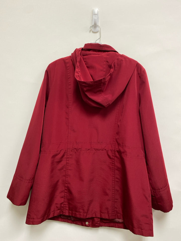 London Fog Size L Dark Red Hooded Zip Down Ladies Jacket