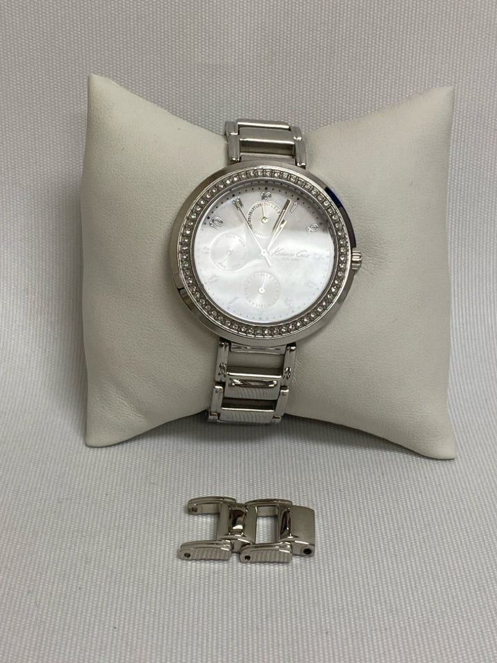 Kenneth Cole Silver Color Clear Jeweled Ladies Wristwatch