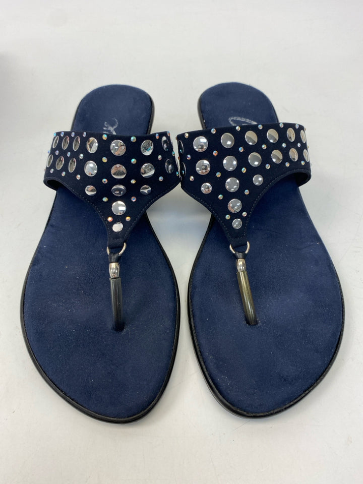 Size 8 Navy Silver Studded Sandals