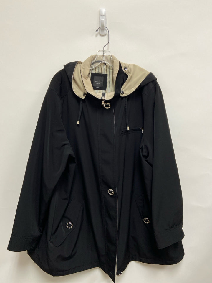 Braeton Size 3X Black Beige Hooded Zip Down Plus Size Jacket