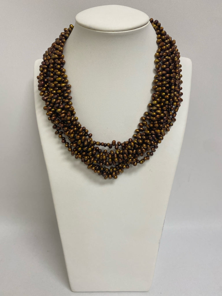 NEW/BOX Ross-Simons Bronze Silver Beaded Necklace