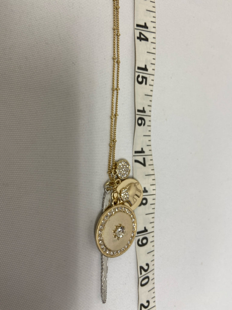 NWT Wht House/Blk Mkt Gold Color Clear Elephant Necklace