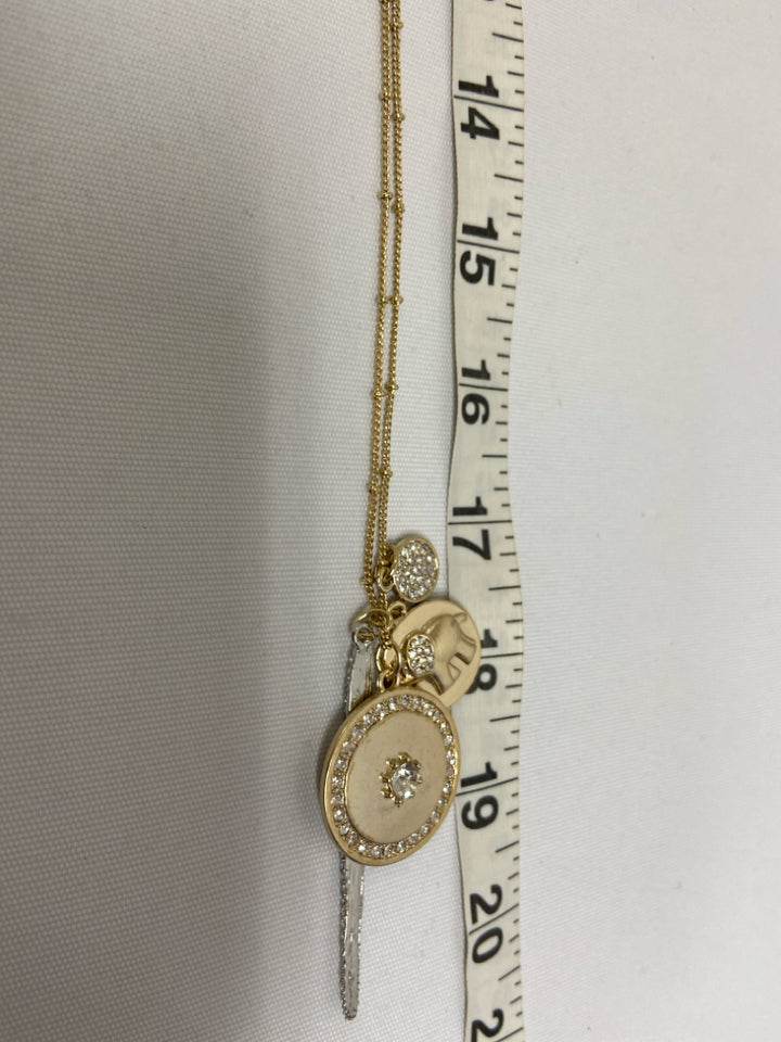 NWT Wht House/Blk Mkt Gold Color Clear Elephant Necklace