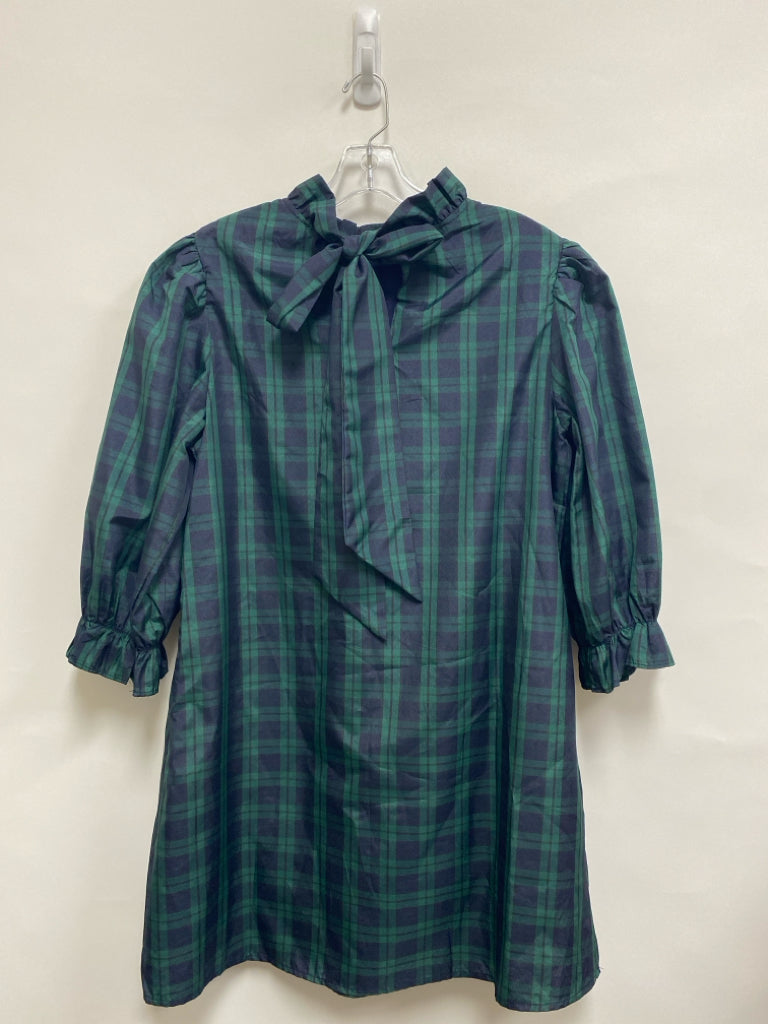 j.marie Size M Navy Green Plaid Ladies Dress