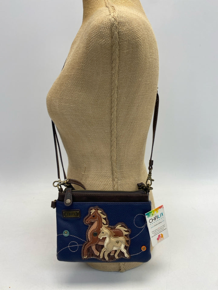 NWT Chala Navy Brown/Tan Horse(s) Crossbody