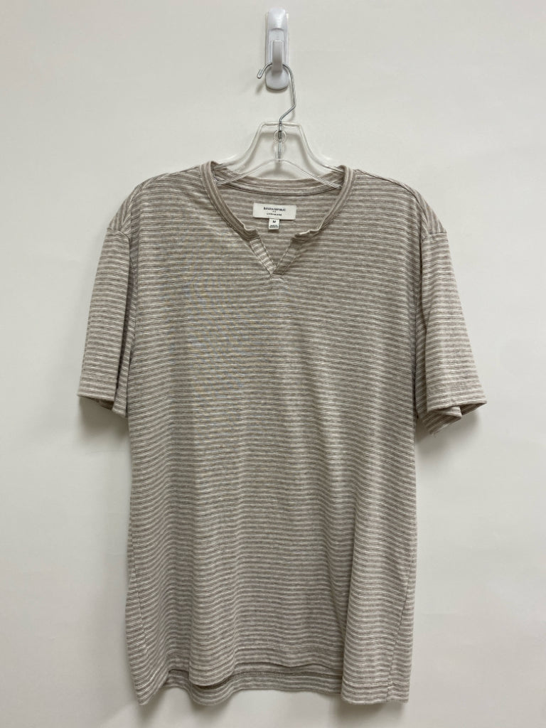 Banana Republic Size M Taupe White Striped Linen Blend Men&