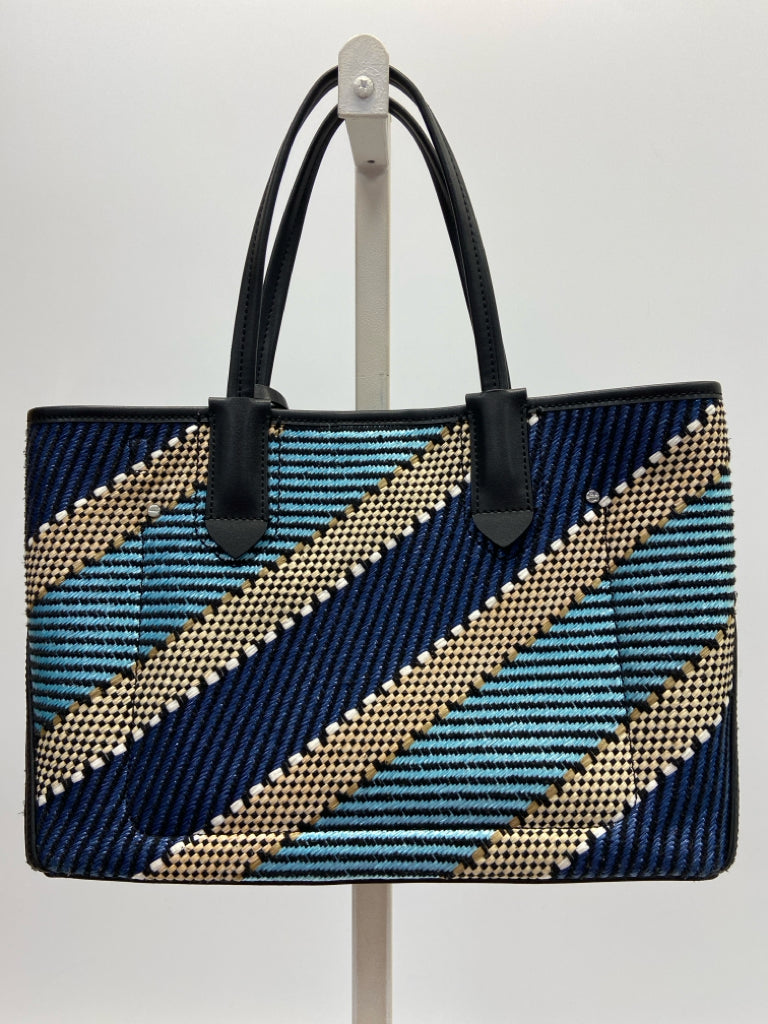 Calvin Klein Black Blue/Tan Woven Handbag