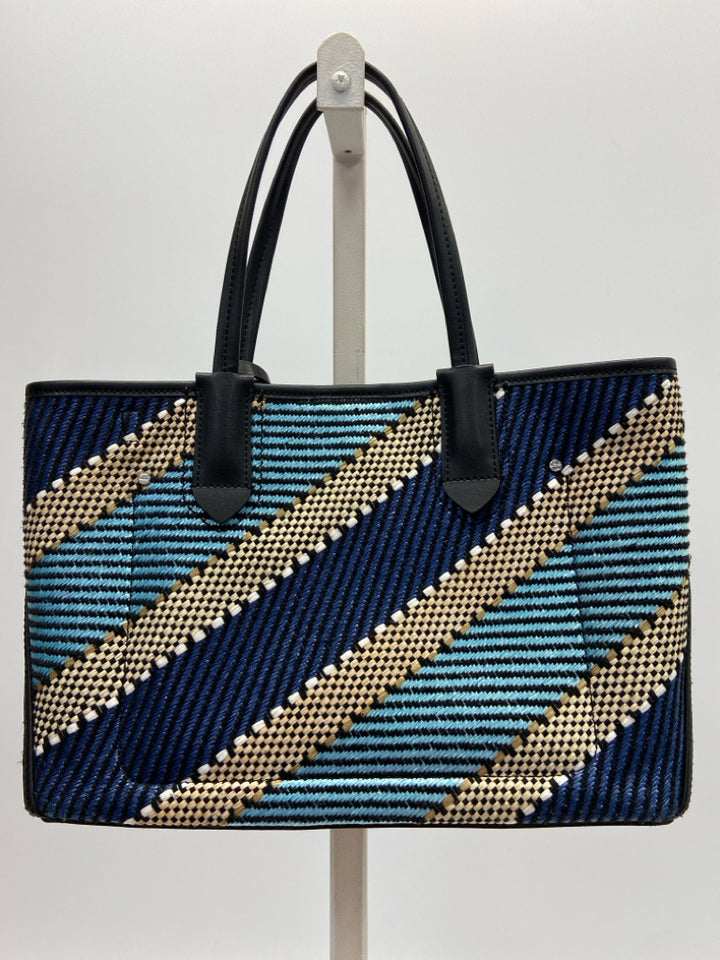 Calvin Klein Black Blue/Tan Woven Handbag