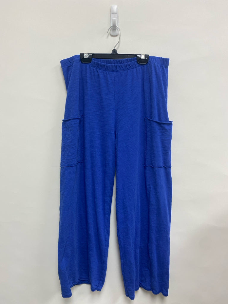 HabitaT Size L Blue Cropped Cotton Ladies Pants